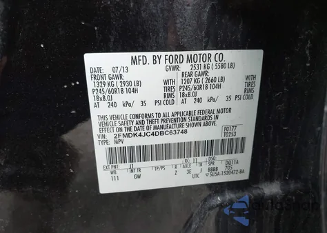 2013 Ford Edge Sel z USA, uszkodzony, nr VIN 2FMDK4JC4DBC63748
